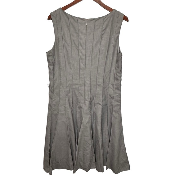 Calvin Klein Grey Pleated Midi Dress Back Zip Closure Size 12 - Picture 11 of 13